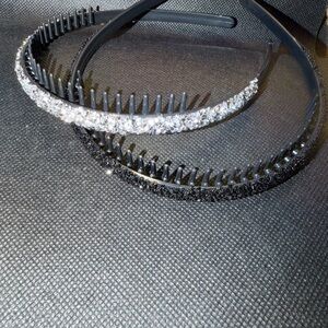 New!  Prom/Bridesmaids!  Set of two crystal encrusted headbands -Clear and black
